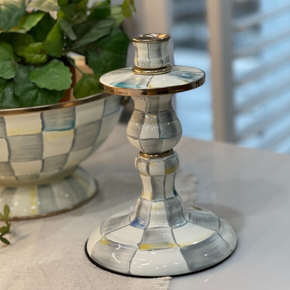 Sterling Check Enamel Candlestick -NEW - Picture 8 of 16